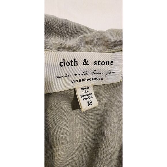 CLOTH & STONE by ANTHROPLOGY Green Chambray Utility Shirtdress sz XS Sleeveless - Picture 4 of 12